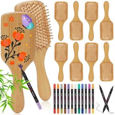 8 PCS Bamboo Hair Brush for Hair Growth Natural Bamboo Paddle Hairbrush with ...