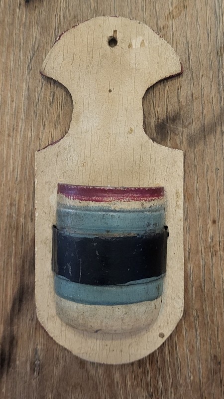 BEST Antique /Vtg  Handmade  Folk Art Wood Match Safe Holder Old Paint AAFA