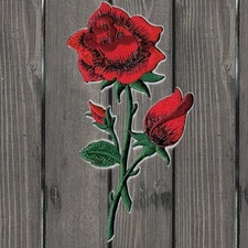 Red Roses Embroidered Patch — Iron On