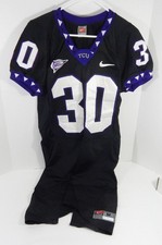 2000s Texas Christian University Frogs #30 Game Used Black Jersey NP R M DP58817