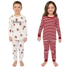 Pekkle Kids Holiday Pajama Set 4-Piece Organic Cotton Christmas New