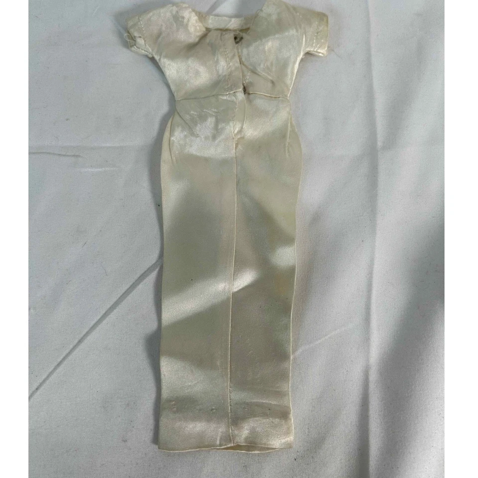 Vintage 1960s Barbie Doll Gown Dress Fur Stole Collar & Shoes - Image 4 of 4