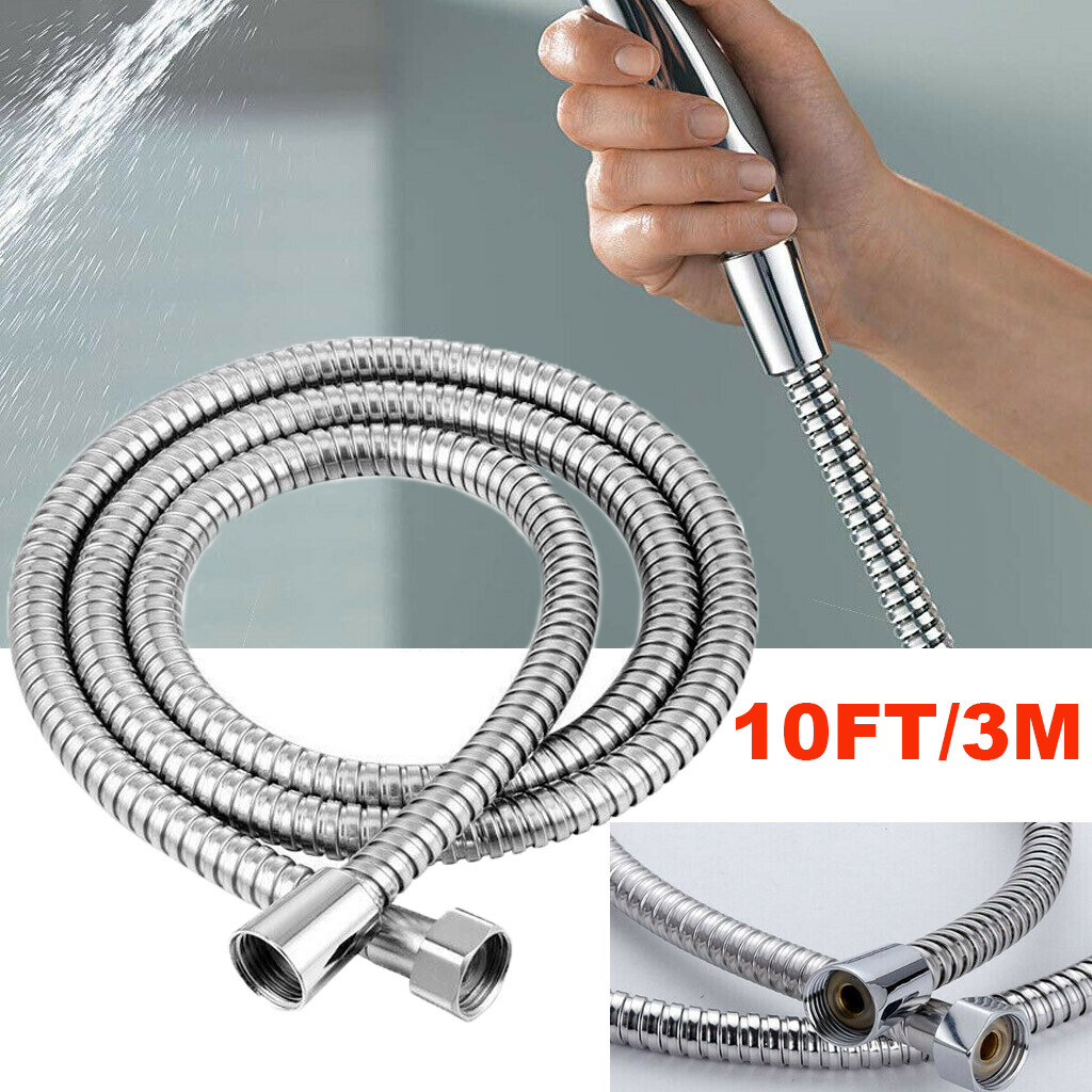 10Ft Shower Head Hose Extra Long Stainless Steel Hand Held Bathroom Flexible two