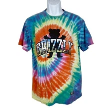 Grizzly Grip Tape Rainbow Tie-Dye Shirt Men Extra Large Bear Short Sleeve Tee
