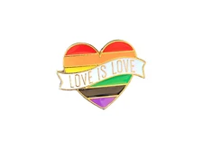 Rainbow LBGT Heart "Love is Love" Enamel Metal Lapel Hat Pin - New