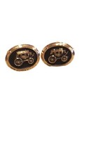 Vintage Estate Stunning Wells Fargo Cuff Link Oval Gold Black Employee Cufflinks