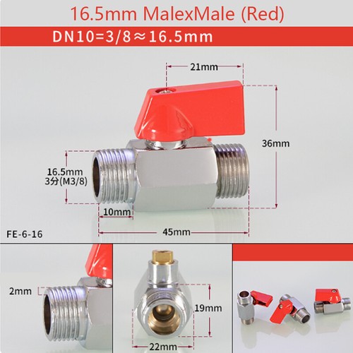 Mini Ball Valve 9.5/12.7/16.5/20mm Male/Female Air Gas Water Fuel Brass Shut Off - Picture 21 of 34