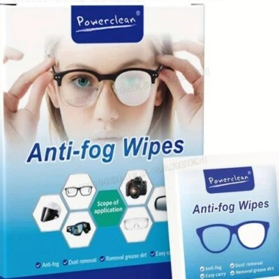 POWERCLEAN Anti Fog Glasses Wipes For Lenses Mirrors Cleaning Spray 30 UK Seller