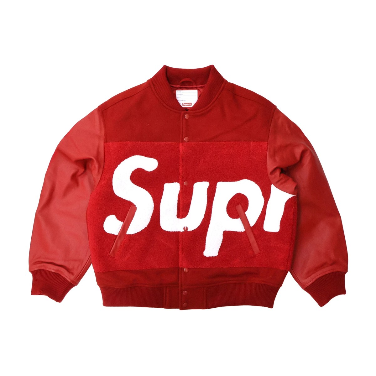 Supreme Big Logo Chenille Varsity Jacket Red | eBay