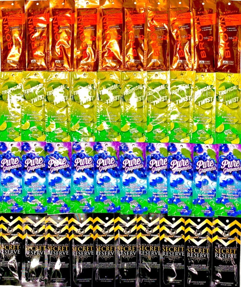 FIRSTA SUN , TANNYMAX, TAN INC BROWN SUGAR END OF LINE WHOLESALE SUNBED TANNING LOTION CREAM SACHETS ACCELERATOR NON TINGLE