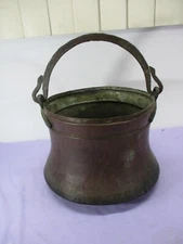 Antique LARGE Hand Forged Copper Hanging Pot Cauldron Kettle c.1850's