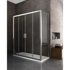 Cabine de douche 6 mm avec 2 murs fixes et quatre portes avec overture centrale