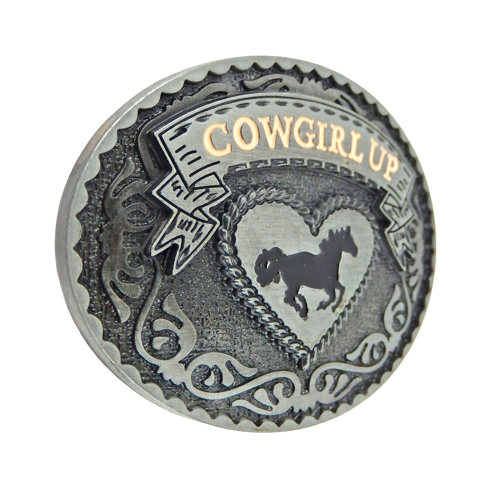 Cowgirl Up Women's Rodeo Horse Heart Belt Buckle Antique Silver Tone ...