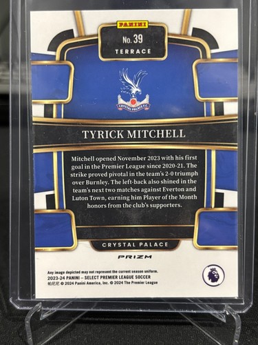 2023-24 Panini Select Premier League TYRICK MITCHELL Holo #39 - Crystal Palace - Picture 2 of 2