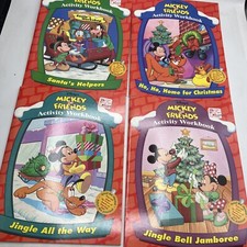 NOS Lot Of 4 Disney Mickey And Friends Activity Workbooks Christmas Jingle Bell