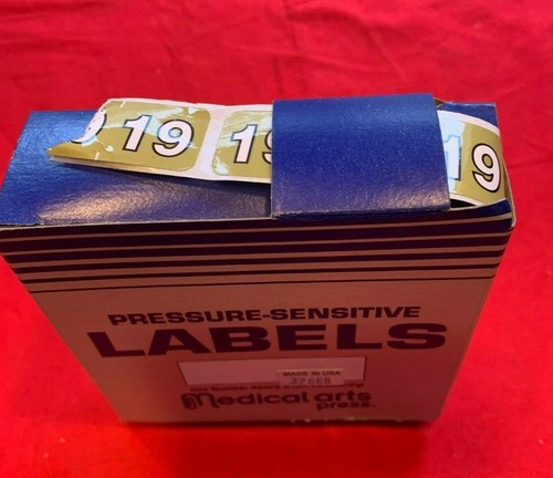 Medical Arts 901-3266819 Color Pressure Sensitive Labels Number 19, Gold/Black - Picture 2 of 3