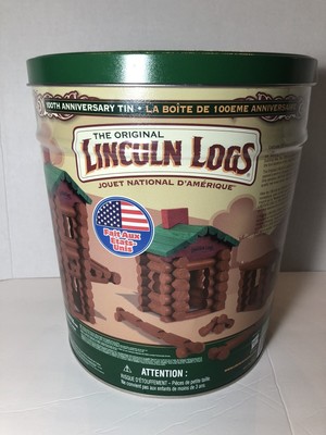 lincoln logs 100th anniversary tin building set
