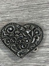 Belt Buckle EJC Metal Ladies Heart shaped Belt Buckle Made in USA 2"