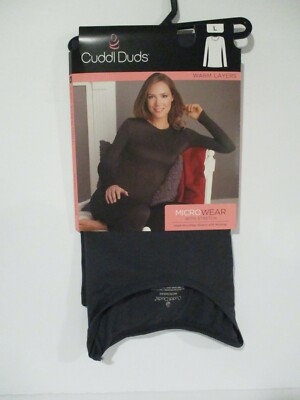 Cuddl Duds womens Microwear with stretch crew top size L 14-16 Charcoal