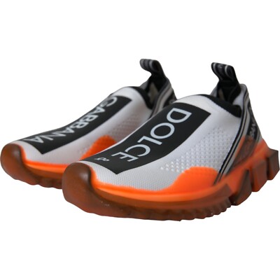 DOLCE GABBANA Shoes Black White Orange Slip On Sorrento Sneakers EU37 