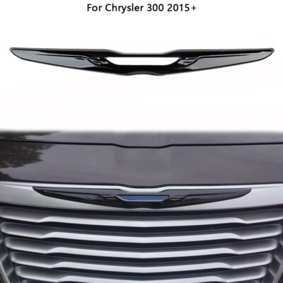 Black Front Center Grid Car Logo Decor Cover Trim Bezels For Chrysler 300 2015+