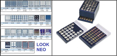 Münzboxen NEO Smart Blau LOOK Schubladenelemente 250x195x17 mm 30 Modelle