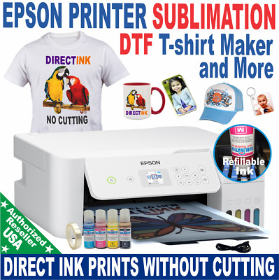 Epson Tank Printer with Subli-ink Starter Plus DTF T-Shirt Maker - Bundle