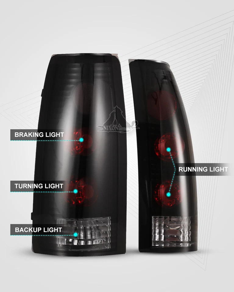 For 88-99 Chevy C/K1500 2500 3500 /95-00 Tahoe Tail Lights Rear Lamp Black/Smoke Foto 2 de 4