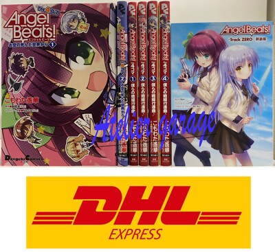 USED Angel Beats! The 4 Koma Series Vol.1-4+2+Novel Track ZERO 7 Set Japanese