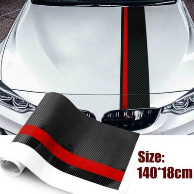 Universal Black Car Racing Stripe Front Hood 5D Carbon Decal Strip Sticker