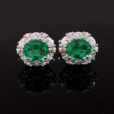Simulated Emerald Gemstone with 925 Sterling Silver Cufflink 234
