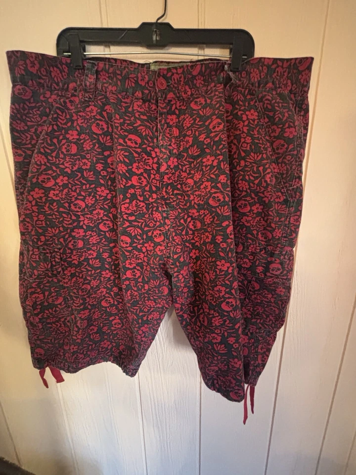 Pantalones Cortos Evolution in Design Rojo Calavera Cachemira, ☼Cargo Para Hombre Talla 48 Utilidad Foto 2 de 4