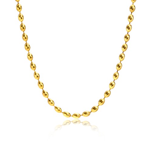 5mm Rugby Bead Chain Silver / Gold Necklaces Women's Stainless Steel Necklace - Picture 4 of 10