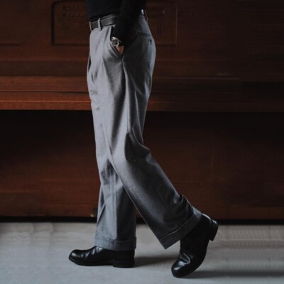 Men Baggy Tweed Pants Thick Wool Blend Formal Suit Straight Men Baggy Tweed Pants Thick Wool Blend Formal Suit Straight