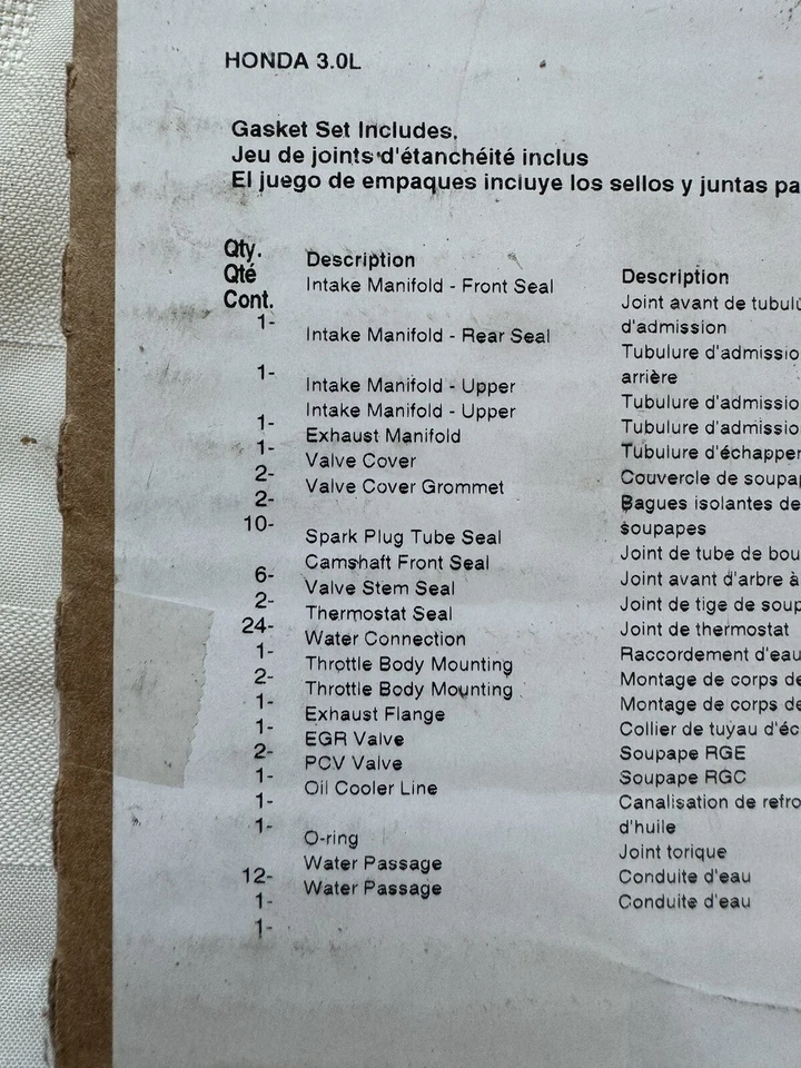 Juego de juntas de culata de motor Fel-Pro para 03-07 Honda Accord 3.0L-V6 Foto 2 de 4