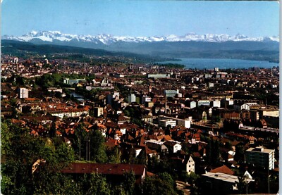 Aerial View of Zurich and the Alpine Mountains, Switzerland Postcard