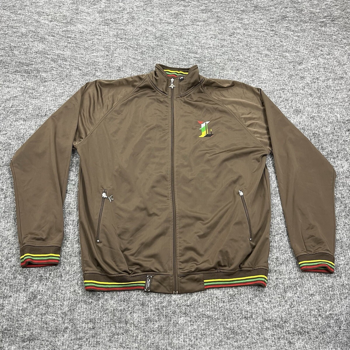 LRG Lifted Research Group Jacket Mens 3XL Brown Track Hip Hop Tree