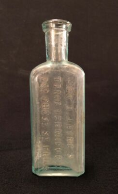 Mid to late 19th C Dr. D. Jayne's Tonic Vermifuge Patent Medicen Bottle, 5 3/8''
