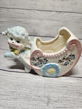 Vintage INARCO Lamb and Buggy Ceramic Planter - 1970s - 7.5" Long - Pre-Owned