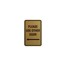 Portrait Round please use other door left arrow Sign Brushed Gold - Large 6x8"