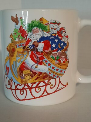 Rare Vintage Hudson's 1988 Coffee Mug. Santa In His Sleigh. NOS. *12oz 