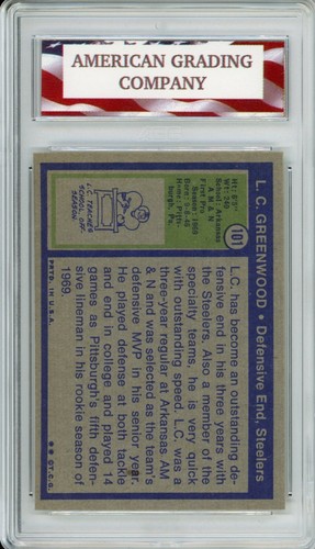 1972 Topps #101 AGC NM/Mint 8 LC Greenwood Pittsburgh Steelers - Picture 2 of 2