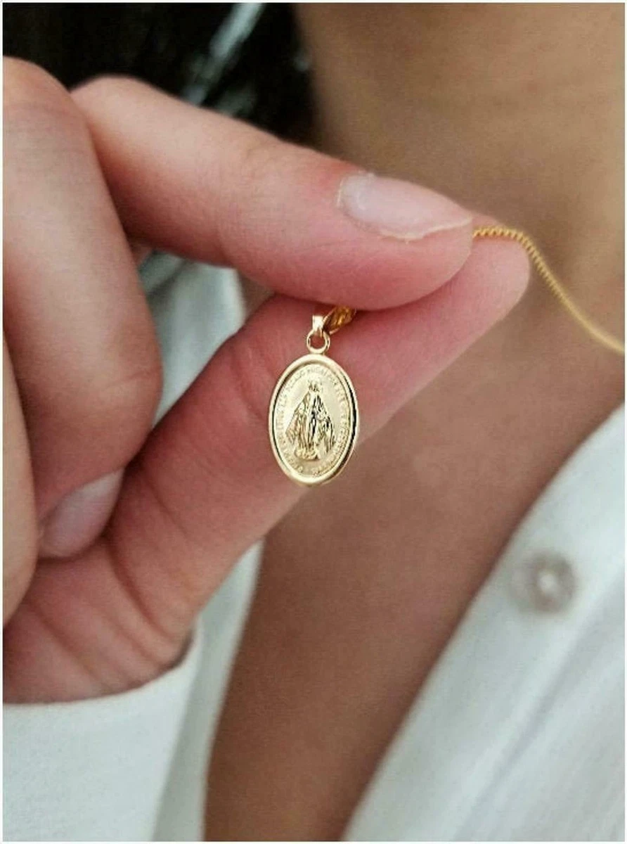 Miraculous medal shop necklace gold