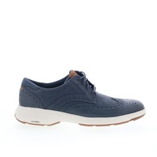 Rockport Noah Wingtip Mens Blue Leather Oxfords Wingtip  Brogue Shoes