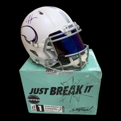 Justin Jefferson Vikings Autographed Helmet W/ Visor!! JUST BREAK IT Beckett BAS
