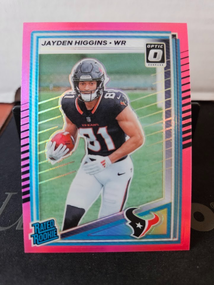 2025 Panini Donruss - Rated Rookie Jayden Higgins #334 Optic Preview Pink Prizm