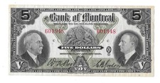 1935 The Bank of Montreal 5 Dollar Bill