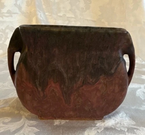 Antique 1920s Roseville Carnelian II pottery vase w/ handles Excellent condition