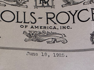 antique Rolls-Royce invitation, 1925 scarce