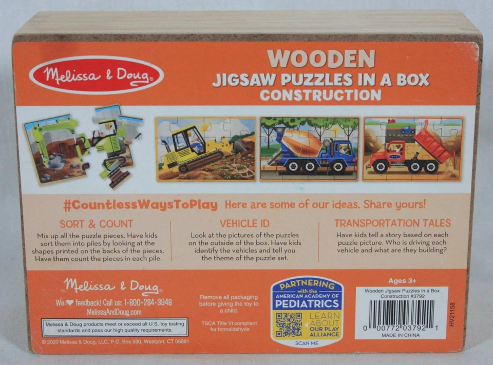MELISSA & DOUG 4-12 PIEZAS CONSTRUCCIÓN DE VEHÍCULOS CARTÓN ROMPECABEZAS EN CAJA DE MADERA Foto 2 de 4